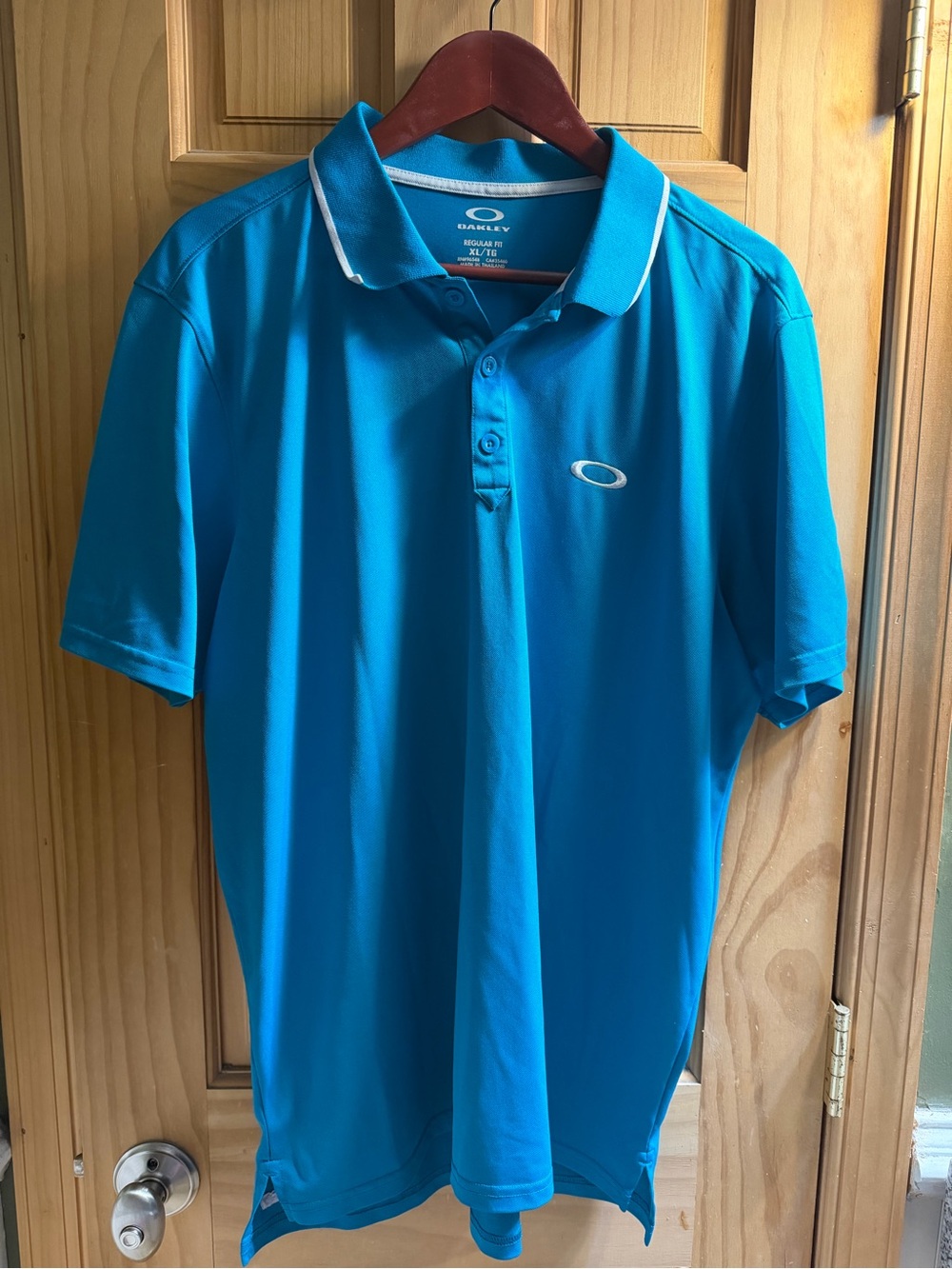 Oakley Turquoise Blue Short Sleeve Polo with White Trim